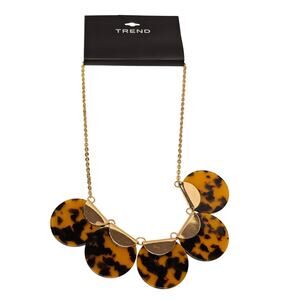 Tortoise Shell Disc Statement Necklace 20in Gold Tone Trend Kohls Panel Bib